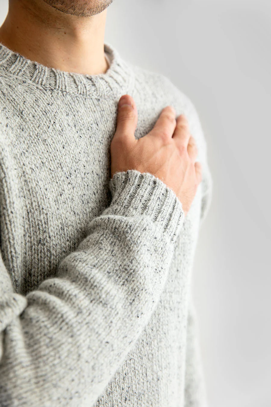 Mens Chunky Crew Neck Jumper - limestone - Image 3