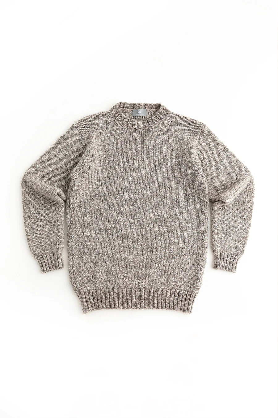Mens Chunky Crew Neck Jumper - light brown pebble - Image 2