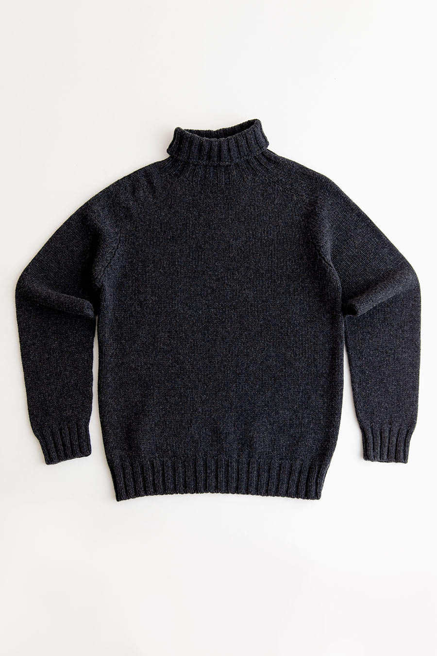 Mens Chunky Geelong Superfine Lambs wool Polo Neck Jumper - Charcoal - Image 6