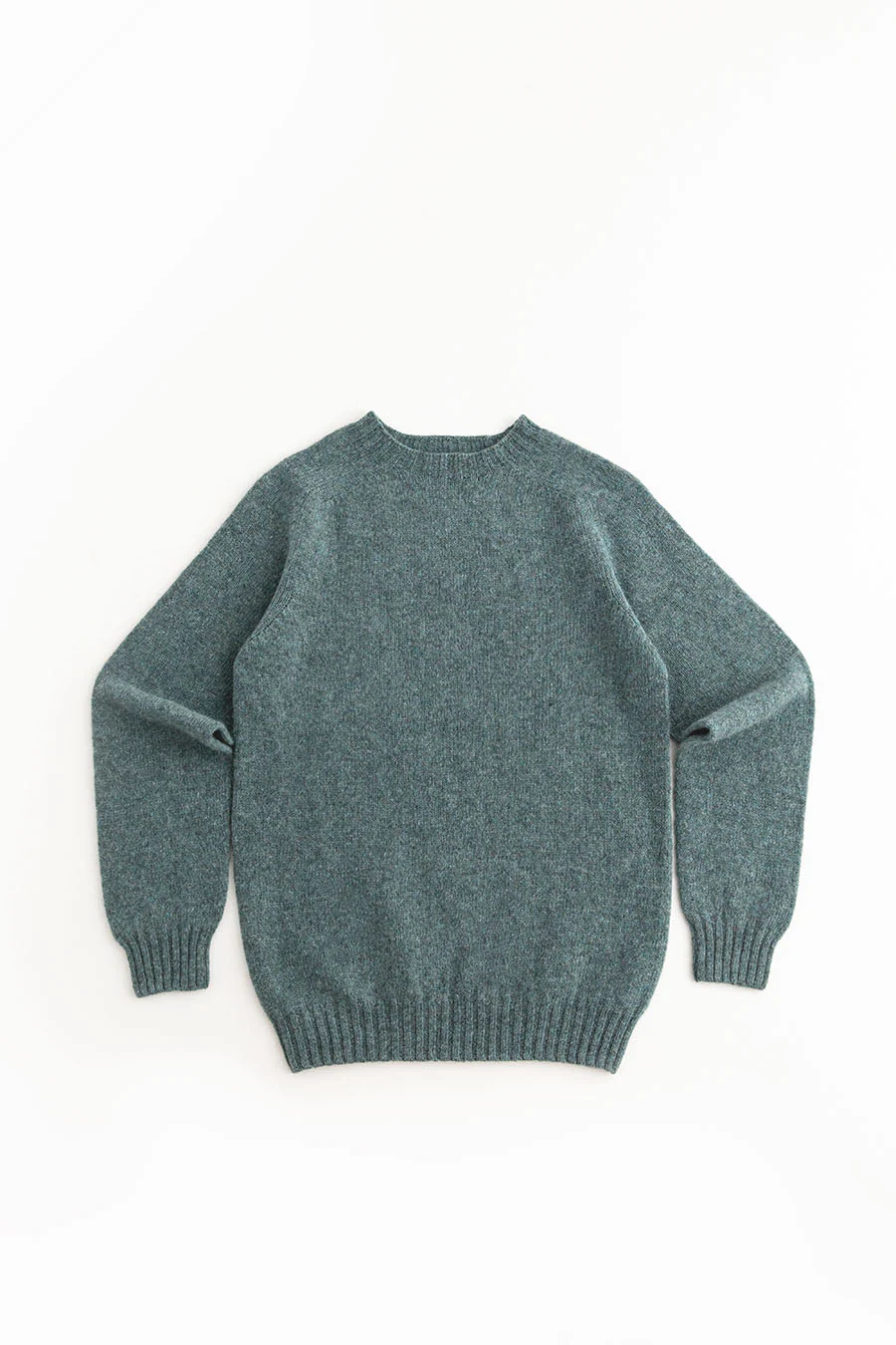 Mens Seamless Saddle Shoulder Shetland Jumper - Sage Green - Image 6