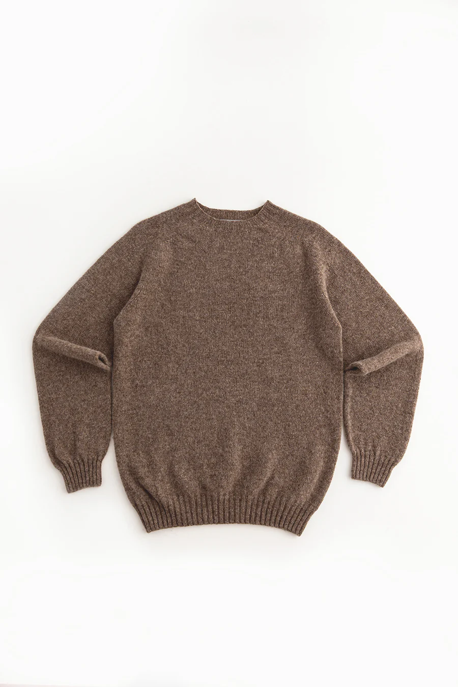 Mens Seamless Saddle Shoulder Shetland Jumper - Light Brown - Image 4