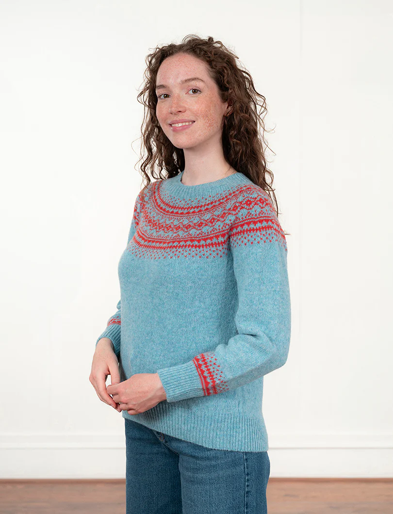Womens Aviemore Yoke Fair Isle Jumper - Duck Egg - Image 3