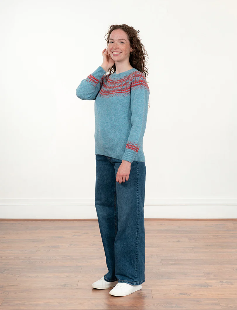 Womens Aviemore Yoke Fair Isle Jumper - Duck Egg - Image 5