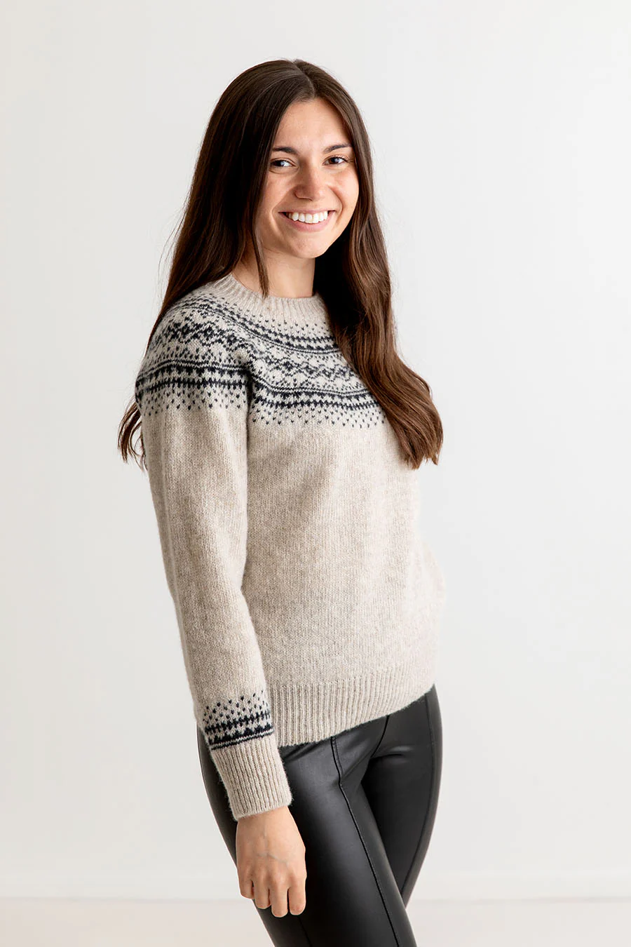 Womens Aviemore Yoke Fair Isle Jumper - beige - Image 4