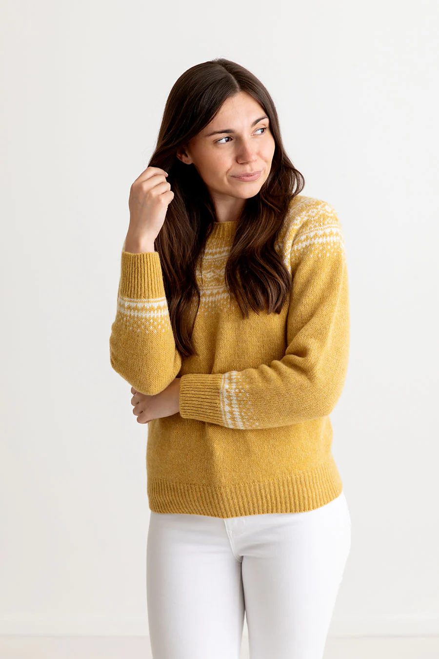 Womens Aviemore Yoke Fair Isle Jumper - Yellow - Image 5
