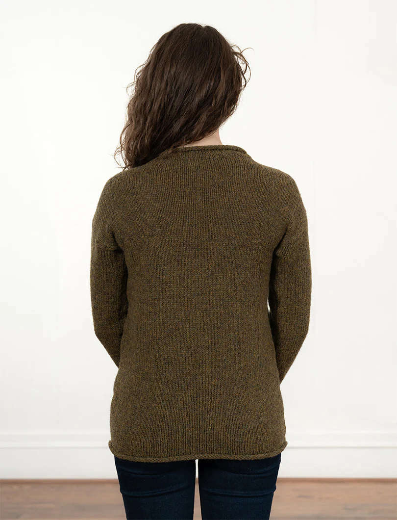 Womens Chunky cuffed jumper - Moss - Image 3