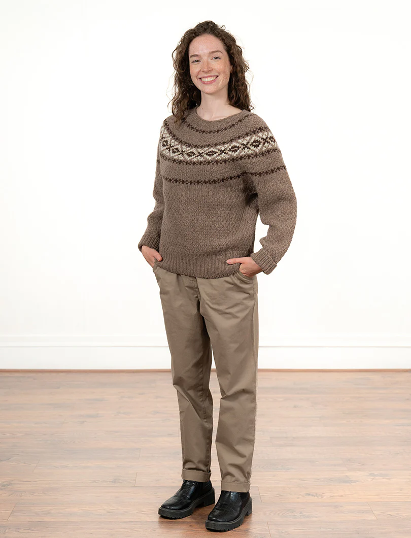 Womens Chunky Etive Yoke Fair Isle Jumper - Mocha - Image 5