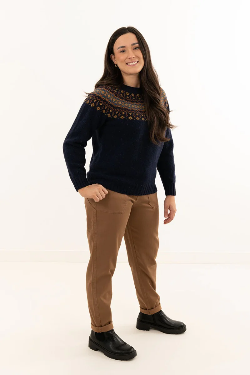 Womens Croft II Yoke Fair Isle Jumper - navy - Image 5