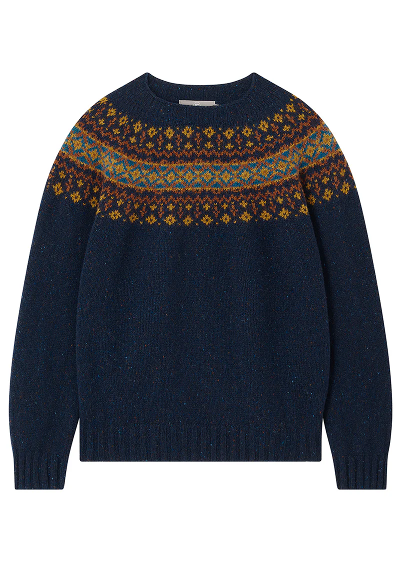 Womens Croft II Yoke Fair Isle Jumper - navy - Image 6