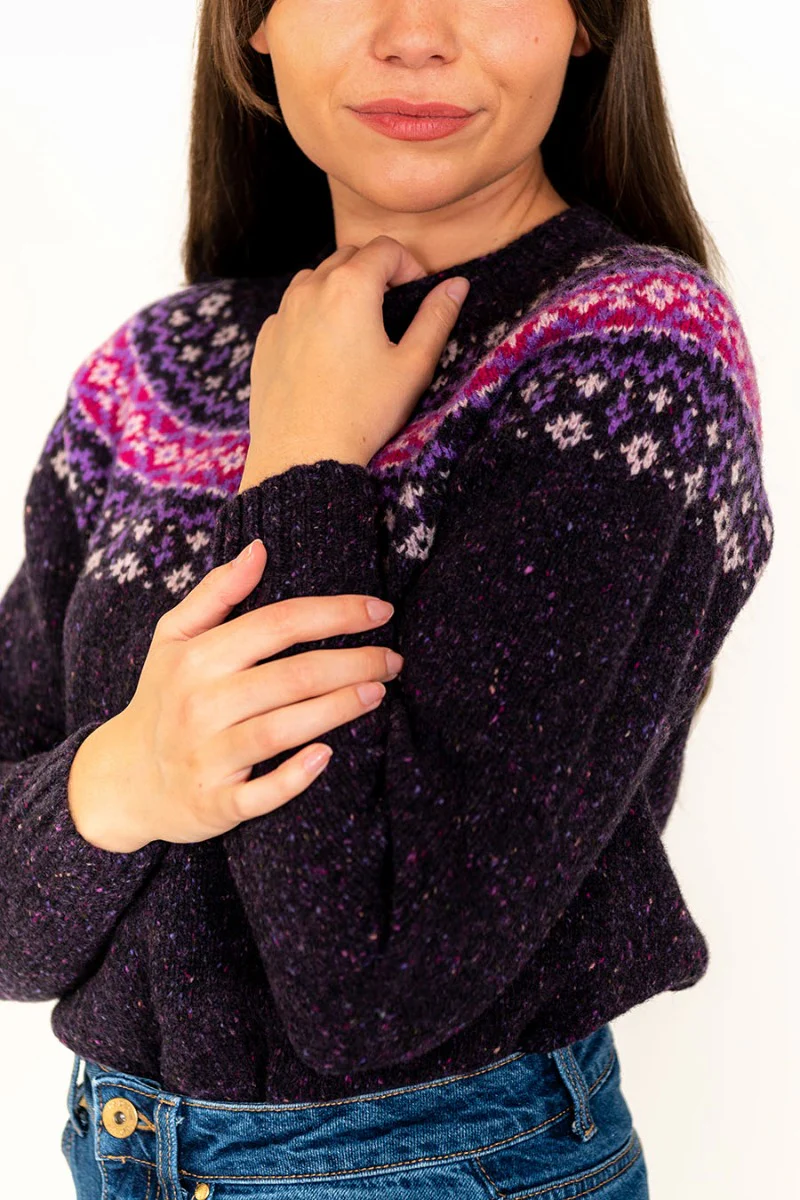 Womens Croft II Yoke Fair Isle Jumper - Purple - Image 6