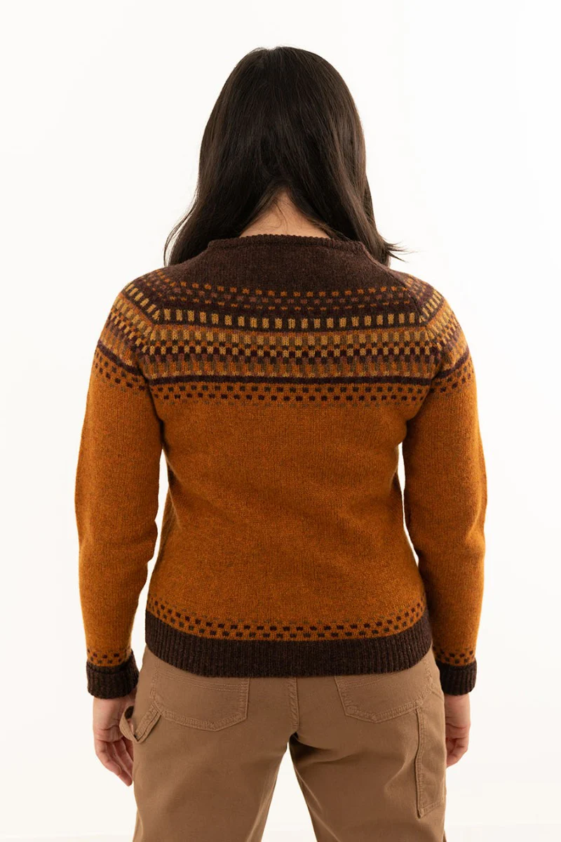 Womens Building Blocks Fair isle Cardigan - Vintage Orange - Image 4