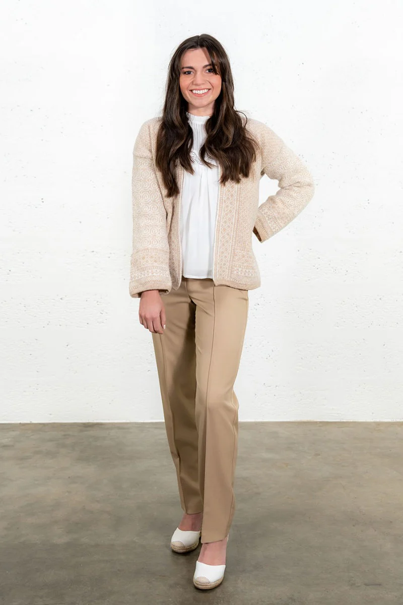 Womens Fair isle Towie Kimono Cardigan / Coatigan - Beige - Image 3