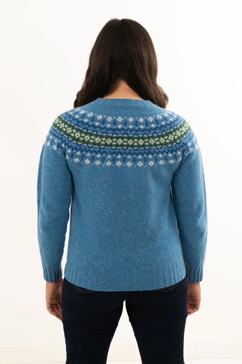 Womens Croft II Yoke Fair Isle Jumper - Blue - Image 4