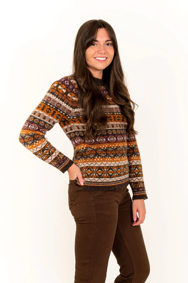 Womens Drumtochty fair isle jumper - Brown - Image 2