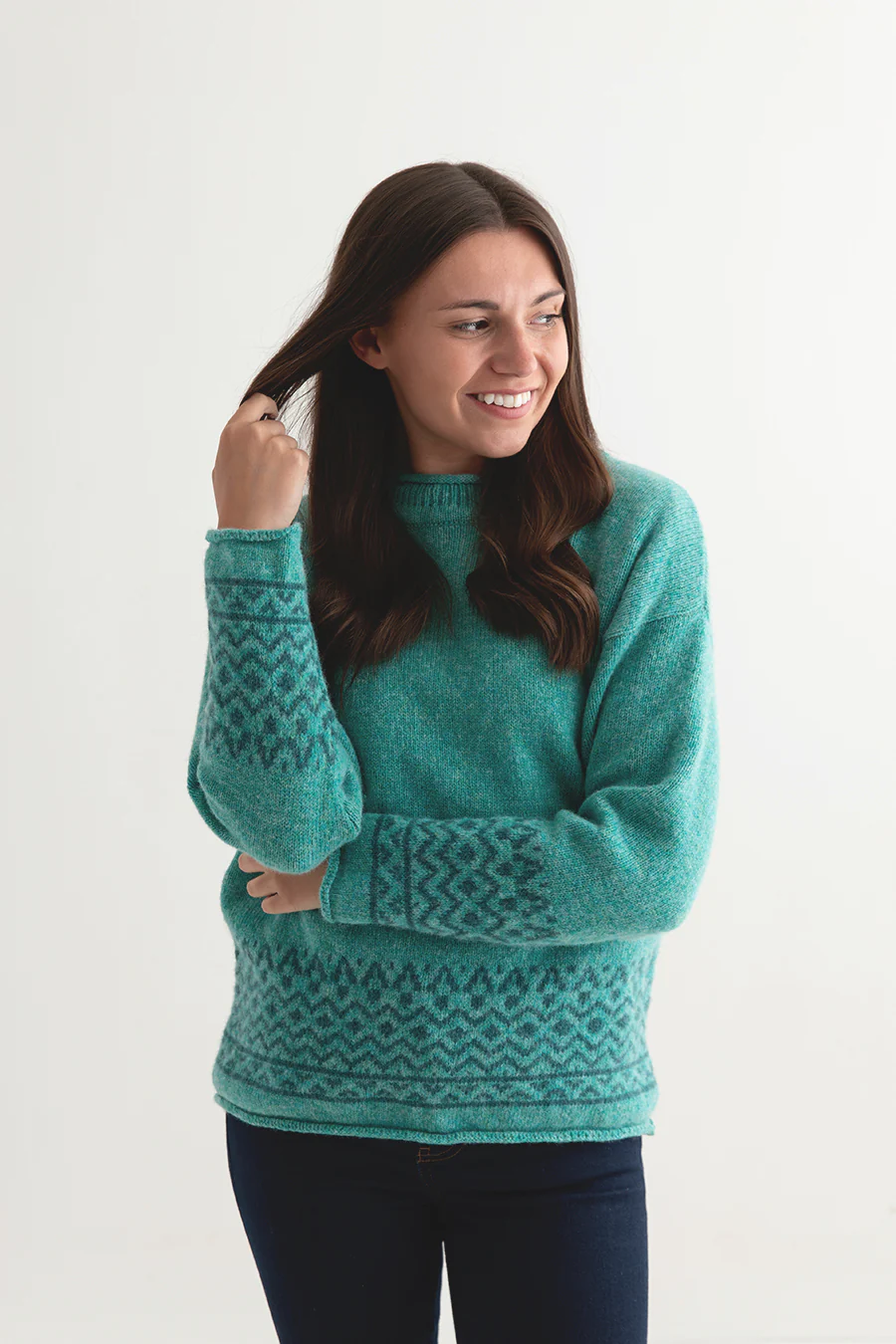 Womens Braemar Fair Isle Jumper - Aqua - Image 5