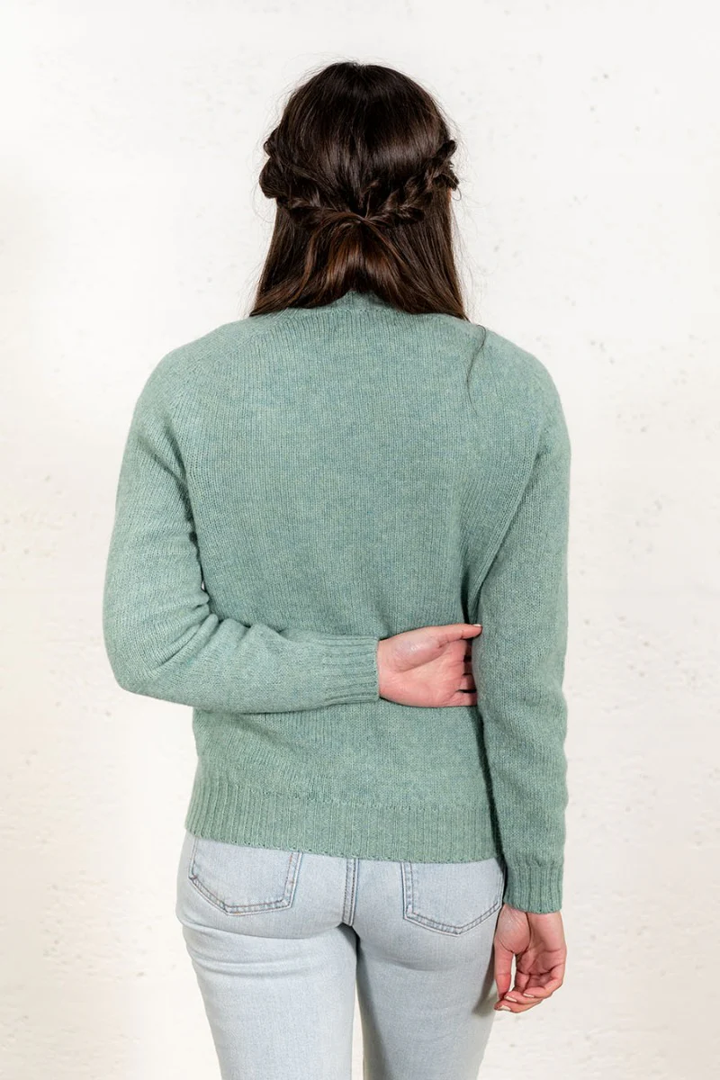 Womens Seamless Saddle Shoulder Shetland Jumper - Soft Green - Image 2